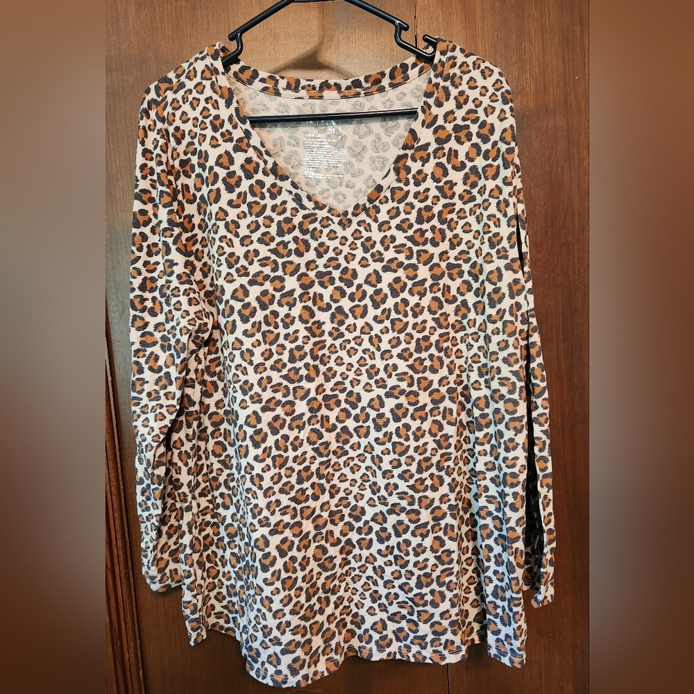 Terra & Sky Tan Long Sleeve Relaxed Blouse